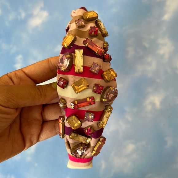 Autumn Adeigbo Pink Multi Beaded Headband with Crystals - Picture 6 of 9